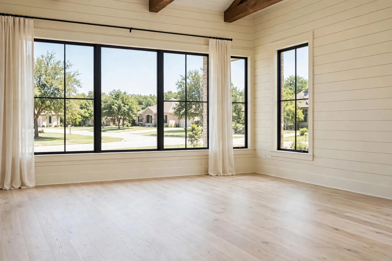 The same living room empty, before virtual staging — original photo