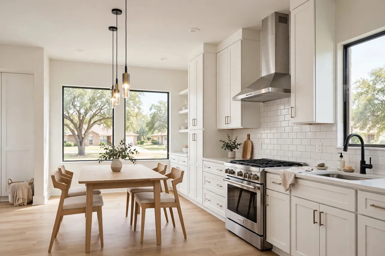 Clean Contemporary kitchen, virtually staged — sample